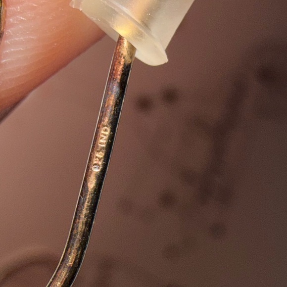 vintage art deco style gold vermeil earrings with black oval cabochon stones - Picture 4 of 5